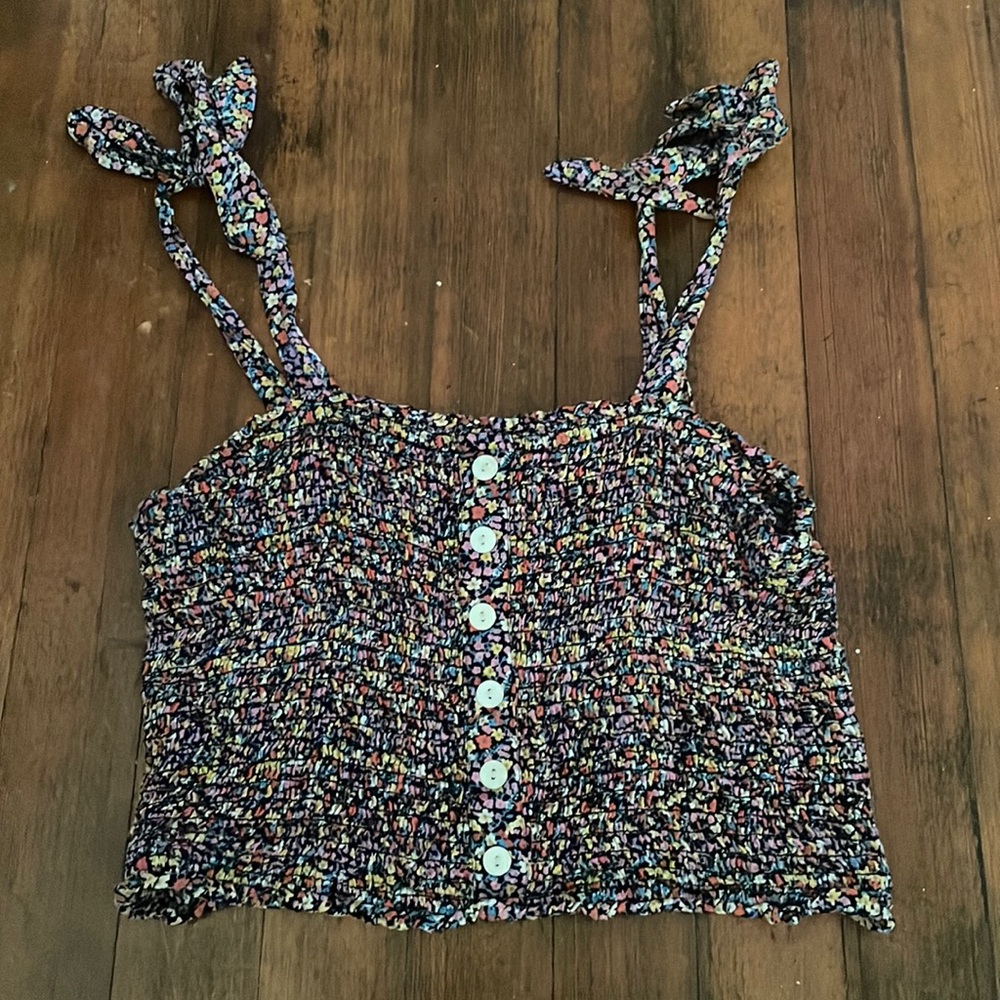Floral smocked tank top